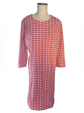 J. McLaughlin Catalina Cloth Geometric Print Shift Dress Pink/Red/Navy/Orange